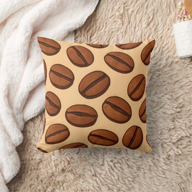 Seamless Coffee Bean Pattern | Warm Brown Café  Cushion (Blanket)