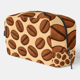 Seamless Coffee Bean Pattern Warm Brown Café Dopp Kit