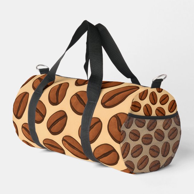 Seamless Coffee Bean Pattern | Warm Brown Café  Duffle Bag (Right Corner)