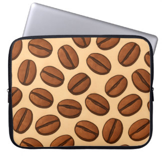 Seamless Coffee Bean Pattern | Warm Brown Café Laptop Sleeve
