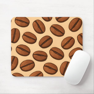 Seamless Coffee Bean Pattern Warm Brown Café Mouse Pad