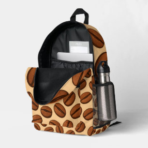 Seamless Coffee Bean Pattern Warm Brown Café Printed Backpack