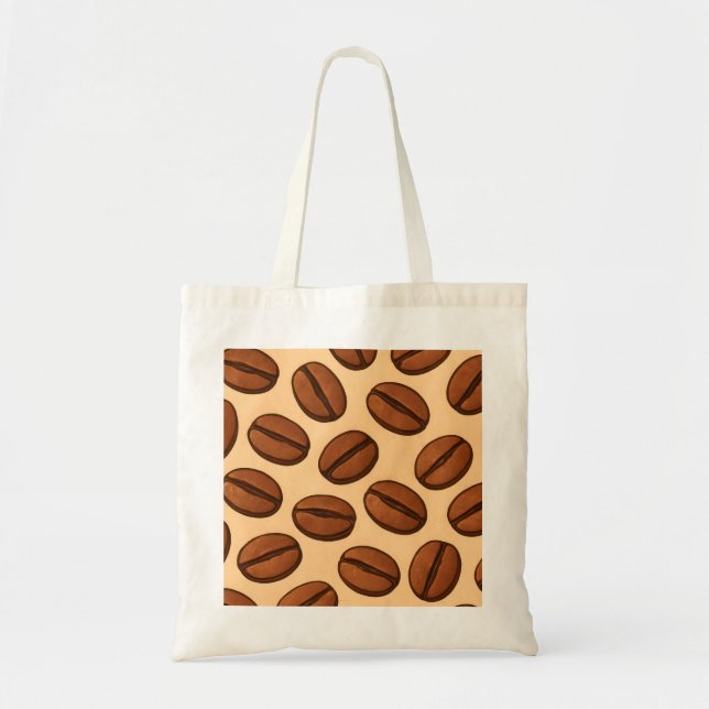 Seamless Coffee Bean Pattern | Warm Brown Café  Tote Bag (Front)