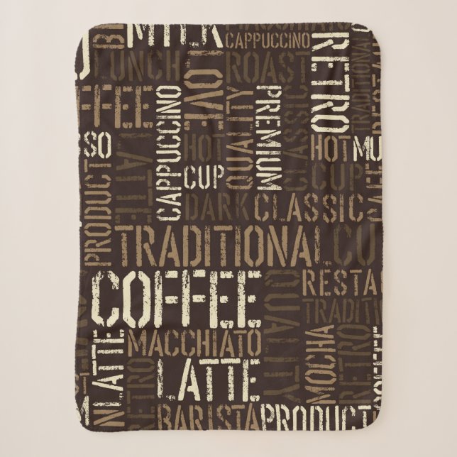 Seamless coffee experience pattern sherpa blanket (Front)