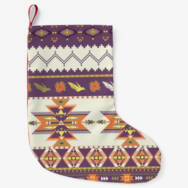 Seamless colorful aztec pattern small christmas stocking (Front)