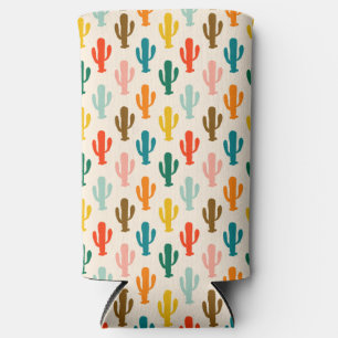 Seamless Colorful Cacti Can Cooler