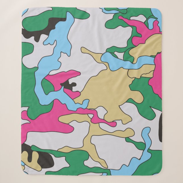Seamless colorful camouflage background pattern. C Sherpa Blanket (Front)