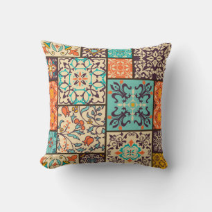 Seamless colorful patchwork tile with Islam, Arabi Cushion