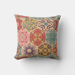 Seamless colorful patchwork tile with Islam, Arabi Cushion