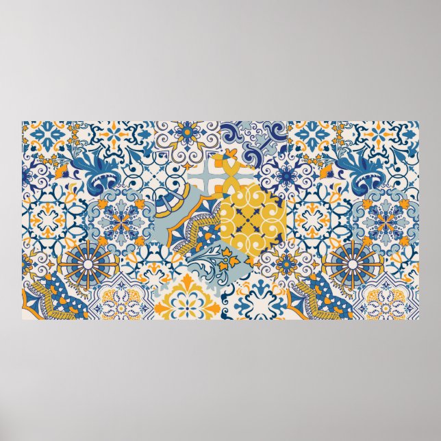 Seamless colorful patchwork tile with Islam, Arabi Poster (Front)
