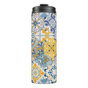 Seamless colorful patchwork tile with Islam, Arabi Thermal Tumbler