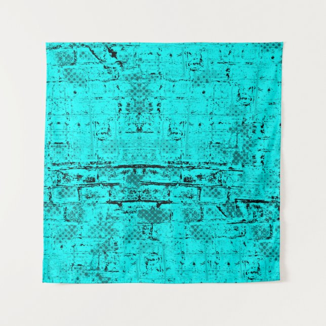 Seamless colour grunge turquoise. Halftone element Tapestry (Front)