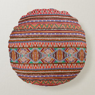 Seamless colourful abstract pattern round cushion