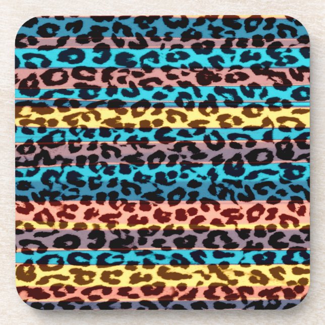 Seamless colourful animal skin texture of leopard coaster (Front)
