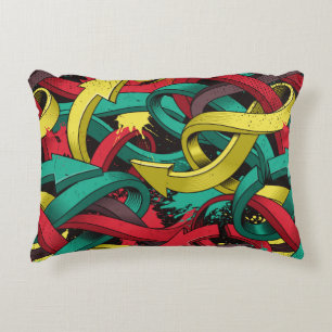 Seamless colourful background of Graffiti on dark Decorative Cushion