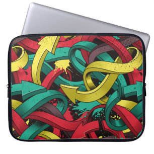 Seamless colourful background of Graffiti on dark Laptop Sleeve