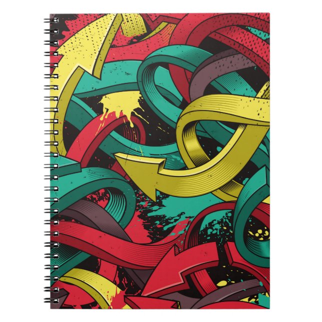 Seamless colourful background of Graffiti on dark  Notebook (Front)