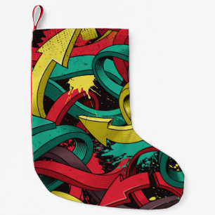 Seamless colourful background of Graffiti on dark Small Christmas Stocking