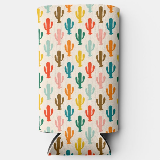 Seamless Colourful Cacti Can Cooler  (Front)