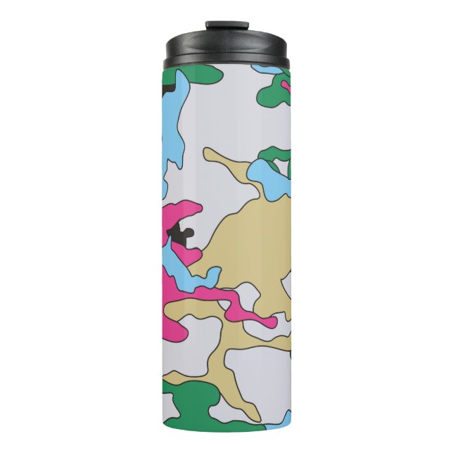 Seamless colourful camouflage background pattern.  thermal tumbler (Front)