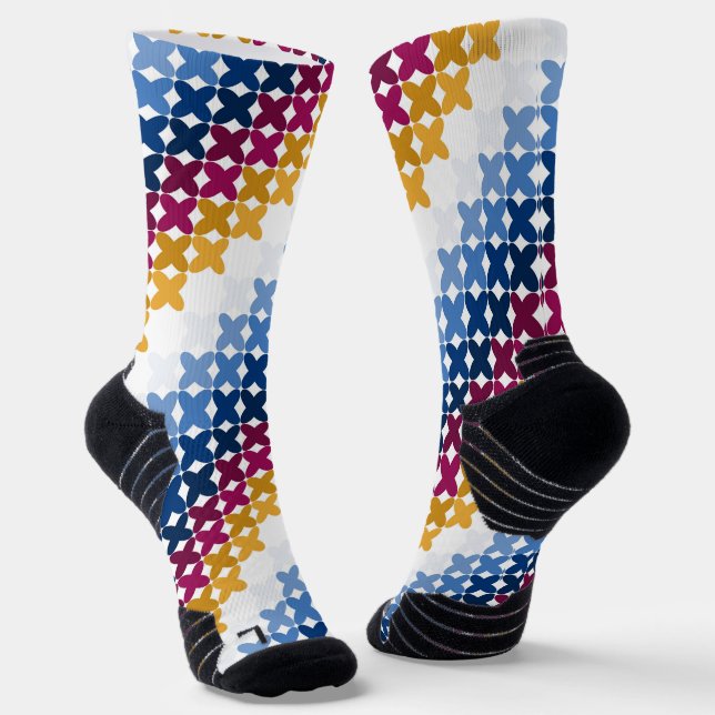 Seamless colourful cross stitch pattern socks (Angled)