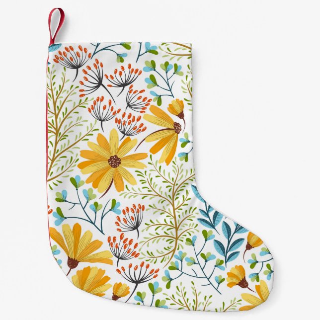 Seamless colourful floral background pattern. small christmas stocking (Front)
