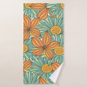 Seamless colourful floral pattern design bath towel