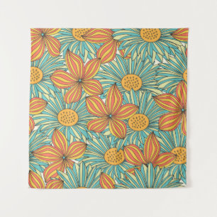 Seamless colourful floral pattern design tapestry