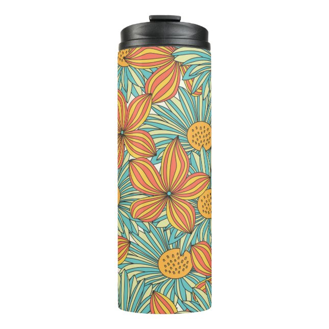 Seamless colourful floral pattern design thermal tumbler (Front)