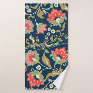 Seamless colourful floral pattern in folk style wi bath towel