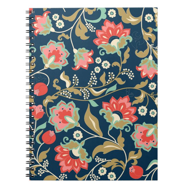Seamless colourful floral pattern in folk style wi notebook (Front)