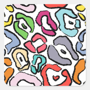 Seamless Colourful Jaguar Skin Background Square Sticker