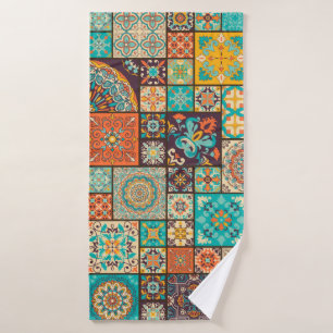Seamless colourful patchwork tile with Islam, Arab Bath Towel