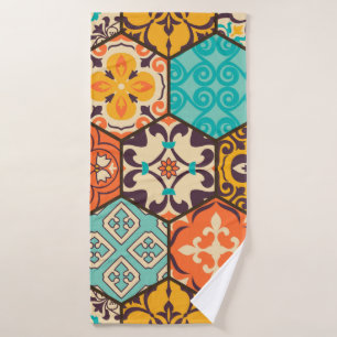 Seamless colourful patchwork tile with Islam, Arab Bath Towel