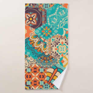 Seamless colourful patchwork tile with Islam, Arab Bath Towel