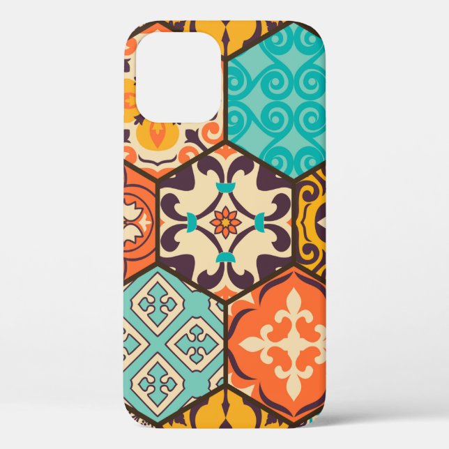Seamless colourful patchwork tile with Islam, Arab Case-Mate iPhone Case (Back)