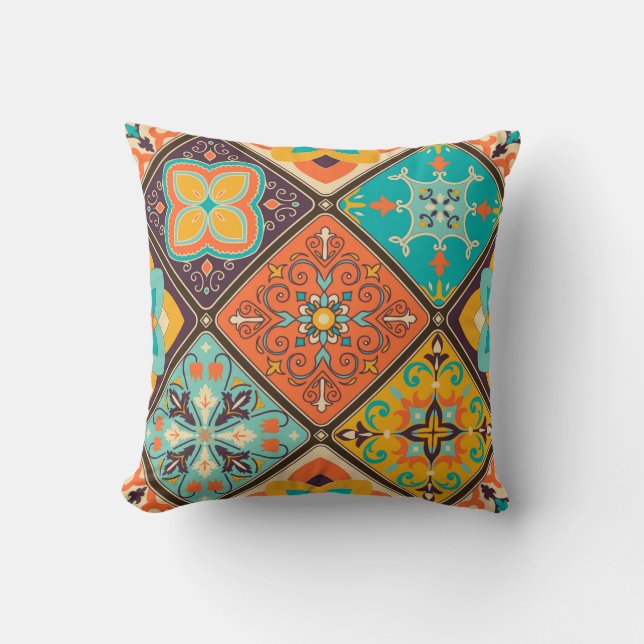 Seamless colourful patchwork tile with Islam, Arab Cushion (Front)
