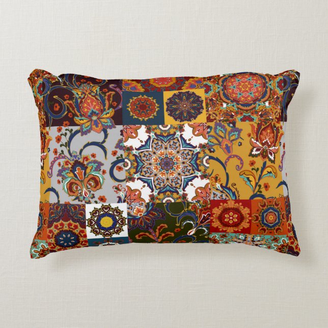 Seamless colourful patchwork tile with Islam, Arab Decorative Cushion (Front)