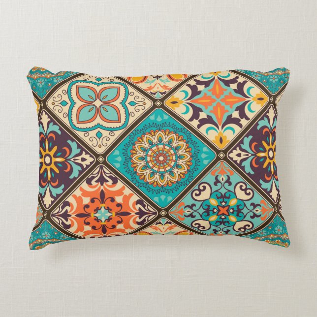 Seamless colourful patchwork tile with Islam, Arab Decorative Cushion (Front)