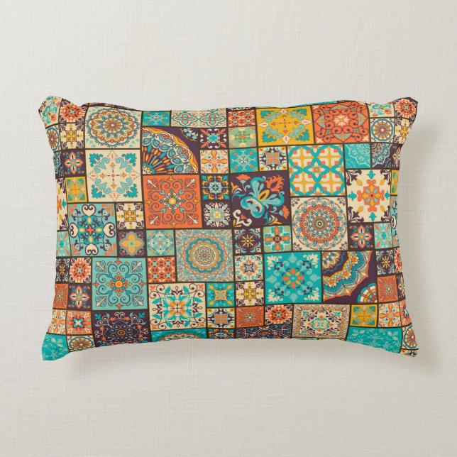 Seamless colourful patchwork tile with Islam, Arab Decorative Cushion (Front)