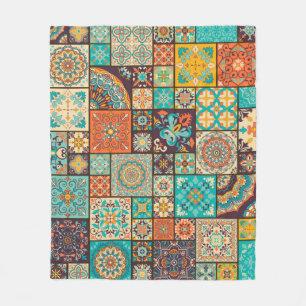 Seamless colourful patchwork tile with Islam, Arab Fleece Blanket