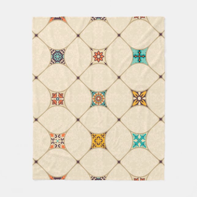 Seamless colourful patchwork tile with Islam, Arab Fleece Blanket (Front)