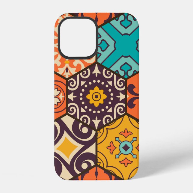Seamless colourful patchwork tile with Islam, Arab iPhone Case (Back)