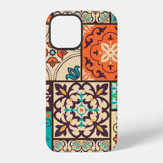 Seamless colourful patchwork tile with Islam, Arab iPhone Case (Back)