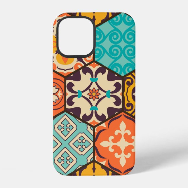 Seamless colourful patchwork tile with Islam, Arab iPhone Case (Back)