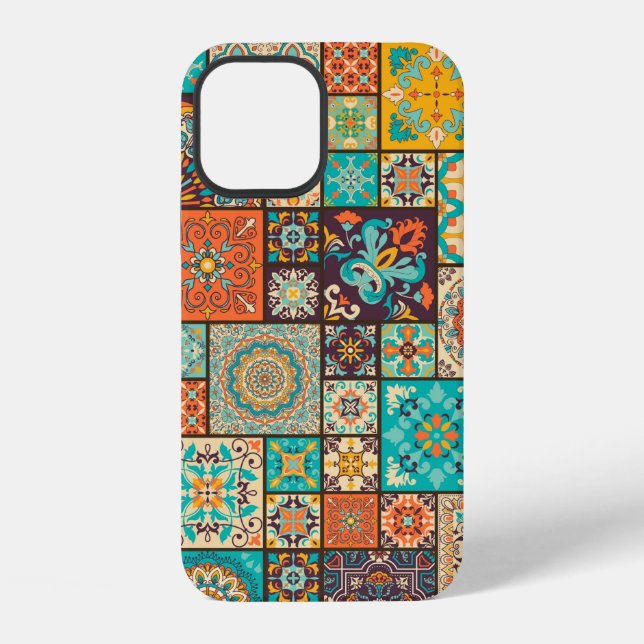 Seamless colourful patchwork tile with Islam, Arab iPhone Case (Back)