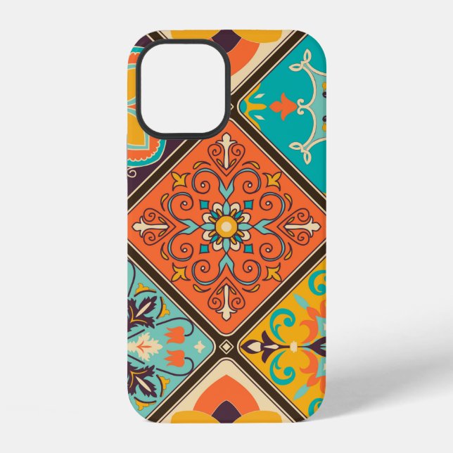 Seamless colourful patchwork tile with Islam, Arab iPhone Case (Back)