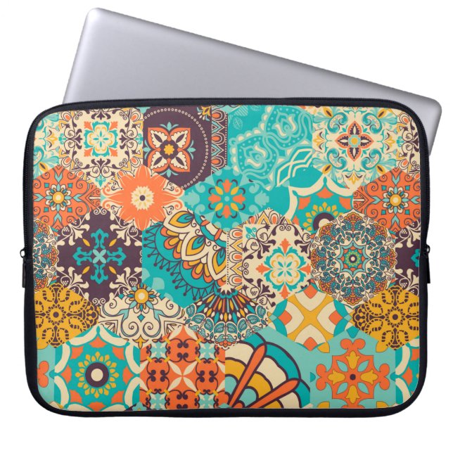 Seamless colourful patchwork tile with Islam, Arab Laptop Sleeve (Front)