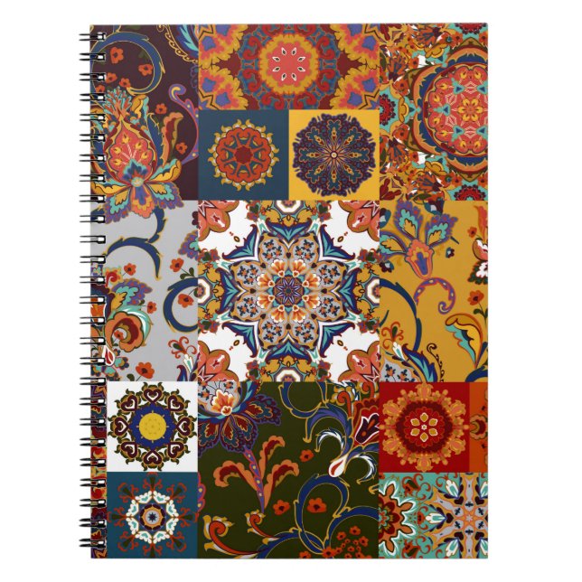 Seamless colourful patchwork tile with Islam, Arab Notebook (Front)