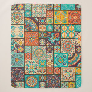 Seamless colourful patchwork tile with Islam, Arab Sherpa Blanket